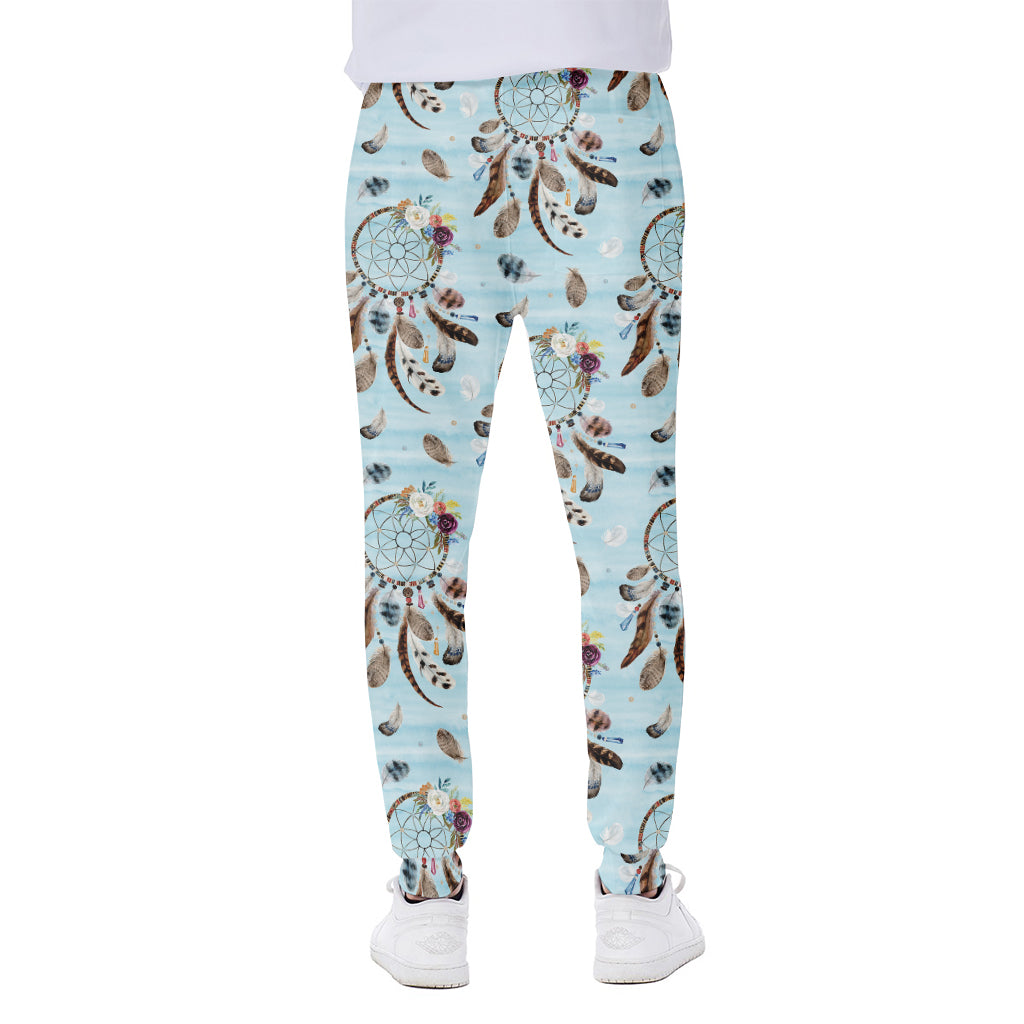Blue Indian Dream Catcher Pattern Print Scuba Joggers