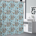 Blue Indian Dream Catcher Pattern Print Shower Curtain