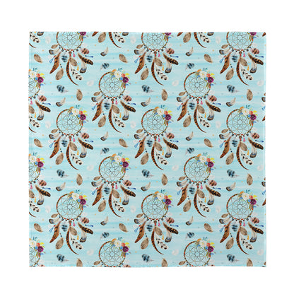 Blue Indian Dream Catcher Pattern Print Silk Bandana