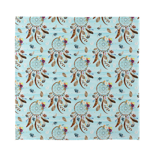 Blue Indian Dream Catcher Pattern Print Silk Bandana