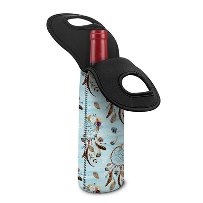 Blue Indian Dream Catcher Pattern Print Single Neoprene Wine Tote