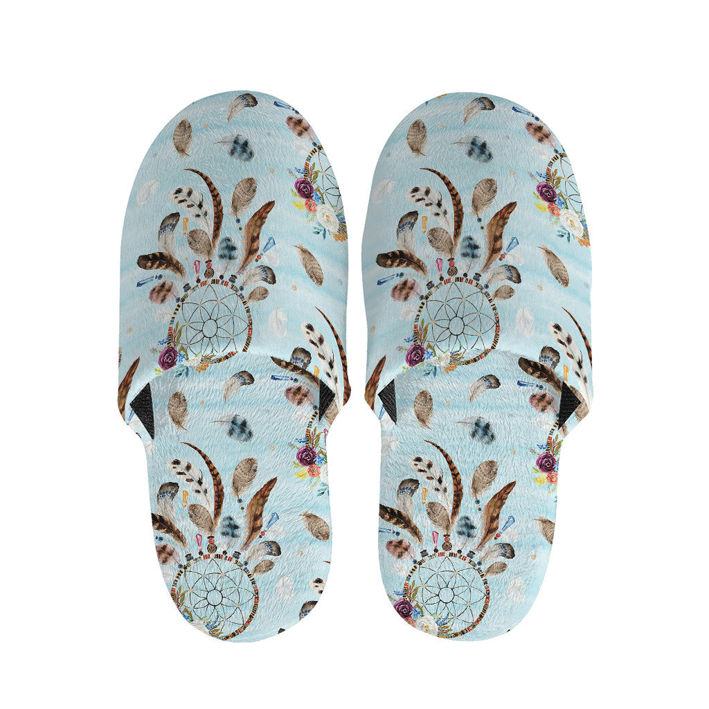 Blue Indian Dream Catcher Pattern Print Slippers