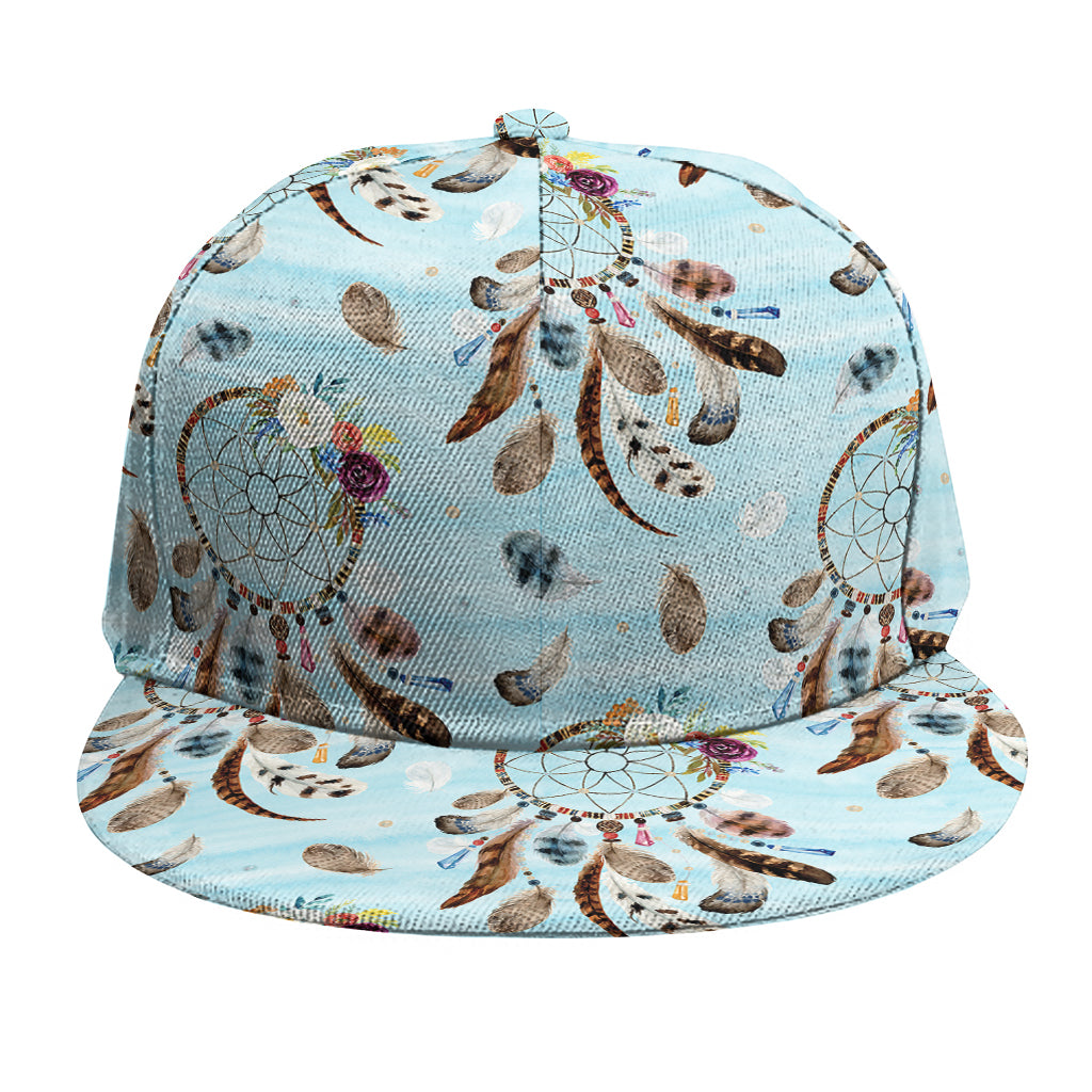 Blue Indian Dream Catcher Pattern Print Snapback Cap