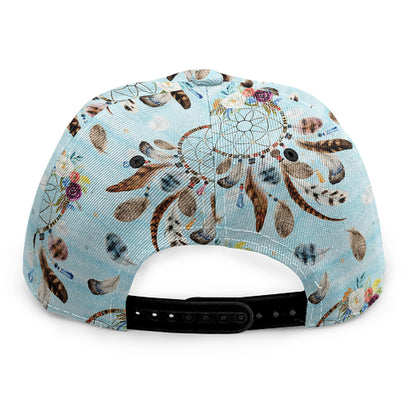 Blue Indian Dream Catcher Pattern Print Snapback Cap