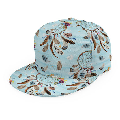 Blue Indian Dream Catcher Pattern Print Snapback Cap