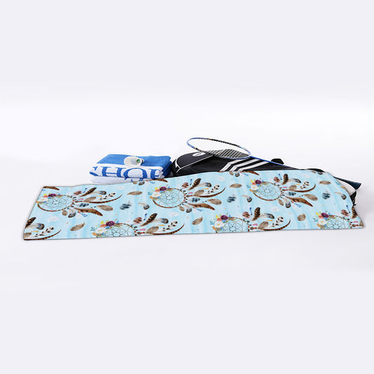 Blue Indian Dream Catcher Pattern Print Sports Towel