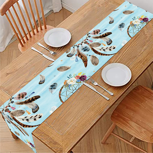 Blue Indian Dream Catcher Pattern Print Table Runner