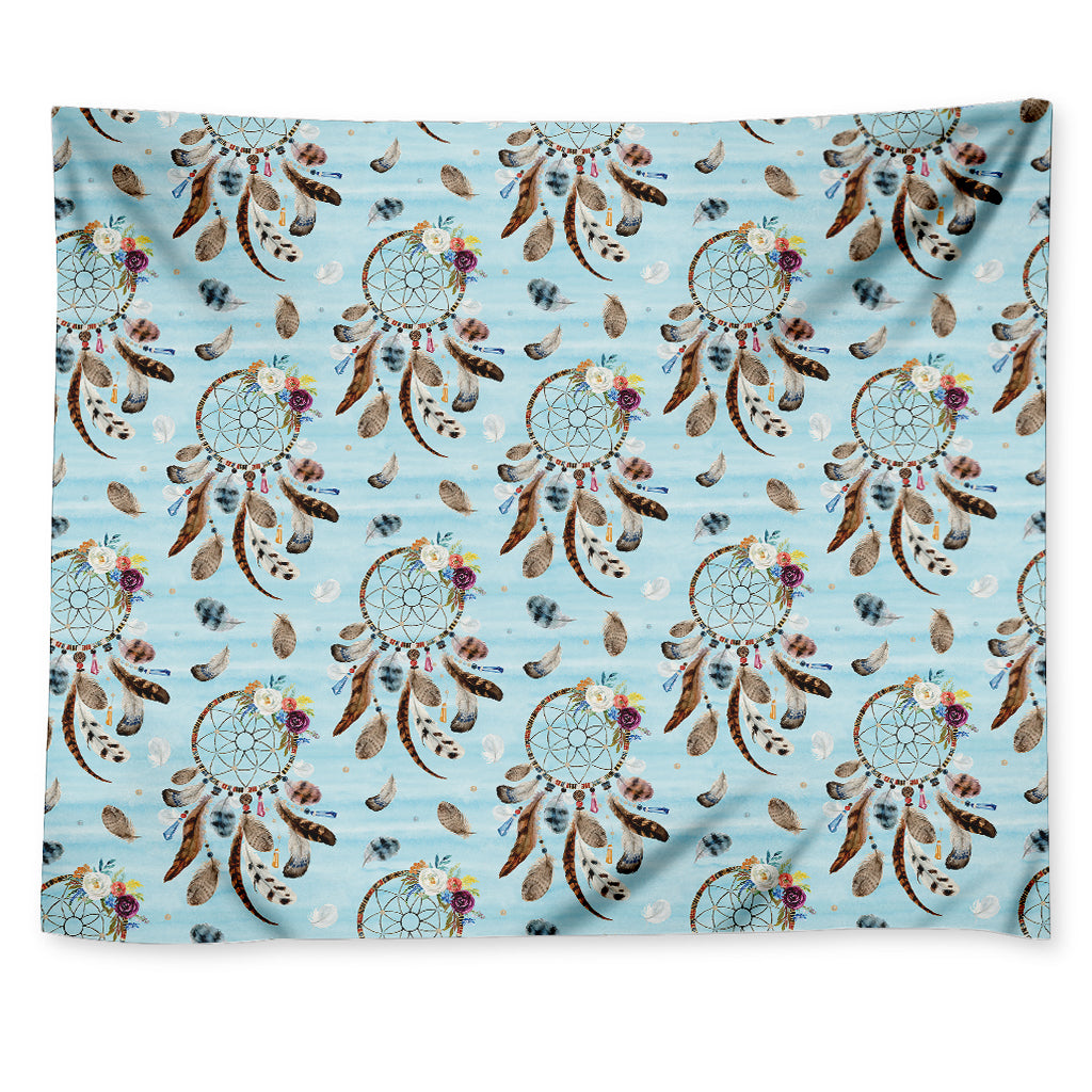 Blue Indian Dream Catcher Pattern Print Tapestry