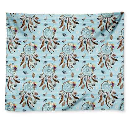 Blue Indian Dream Catcher Pattern Print Tapestry
