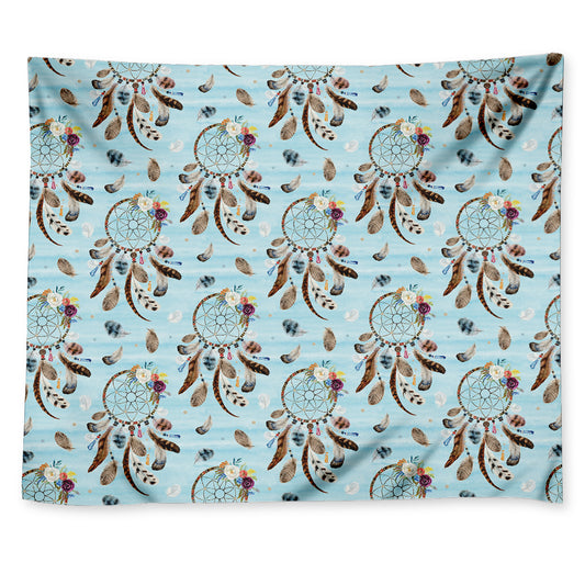 Blue Indian Dream Catcher Pattern Print Tapestry