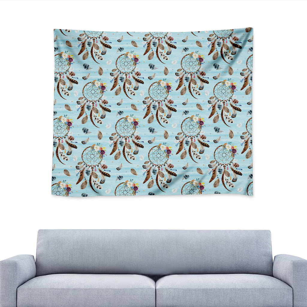 Blue Indian Dream Catcher Pattern Print Tapestry