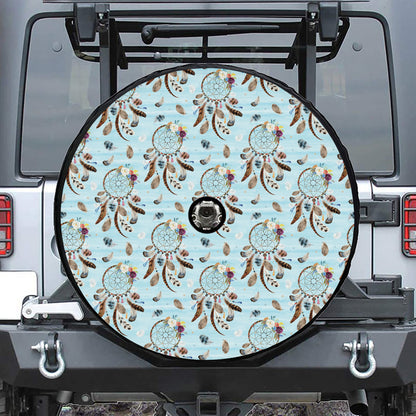 Blue Indian Dream Catcher Pattern Print Tire Cover With Camera Hole
