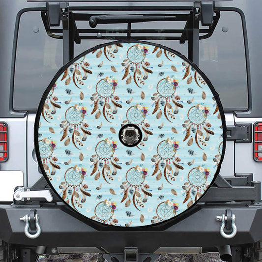 Blue Indian Dream Catcher Pattern Print Tire Cover With Camera Hole