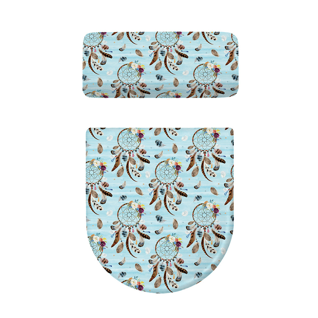 Blue Indian Dream Catcher Pattern Print Toilet Lid And Tank Cover Set