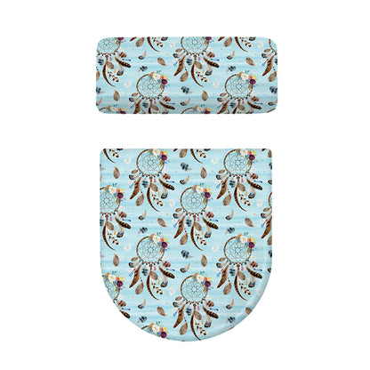 Blue Indian Dream Catcher Pattern Print Toilet Lid And Tank Cover Set
