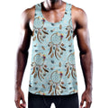 Blue Indian Dream Catcher Pattern Print Men's Workout Tank Top