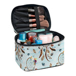 Blue Indian Dream Catcher Pattern Print Travel Makeup Bag