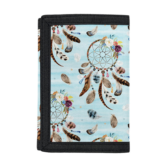 Blue Indian Dream Catcher Pattern Print Trifold Wallet