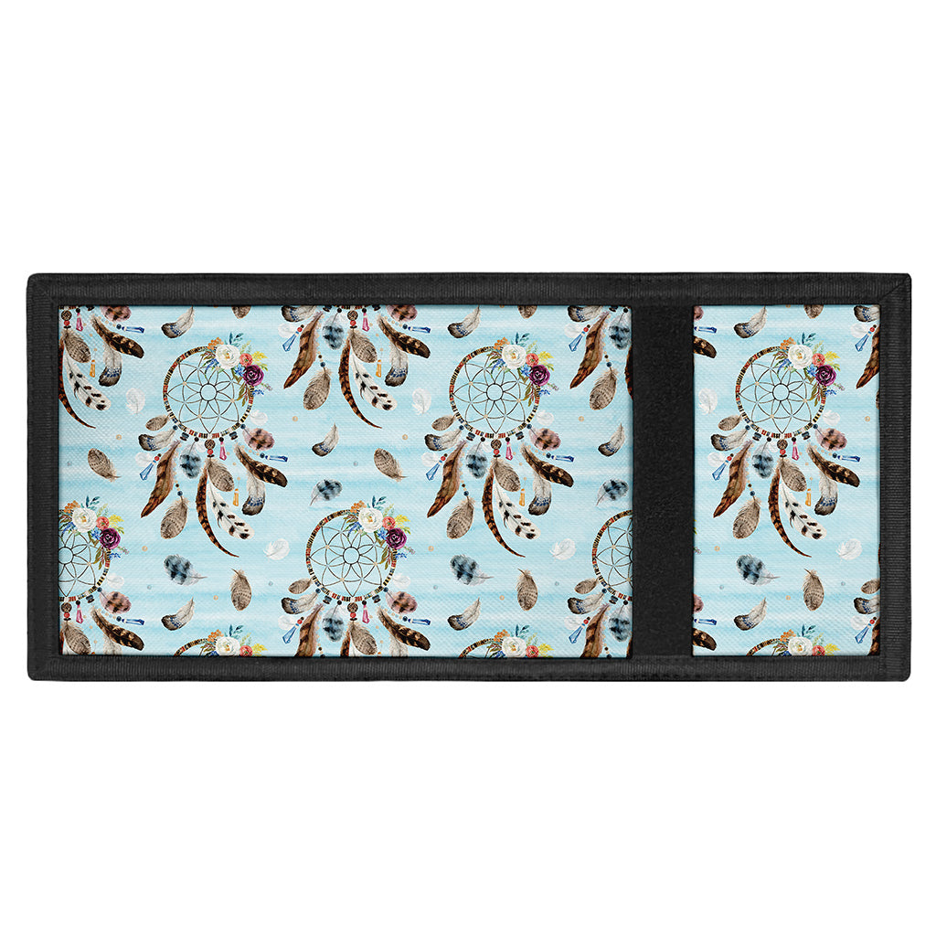 Blue Indian Dream Catcher Pattern Print Trifold Wallet