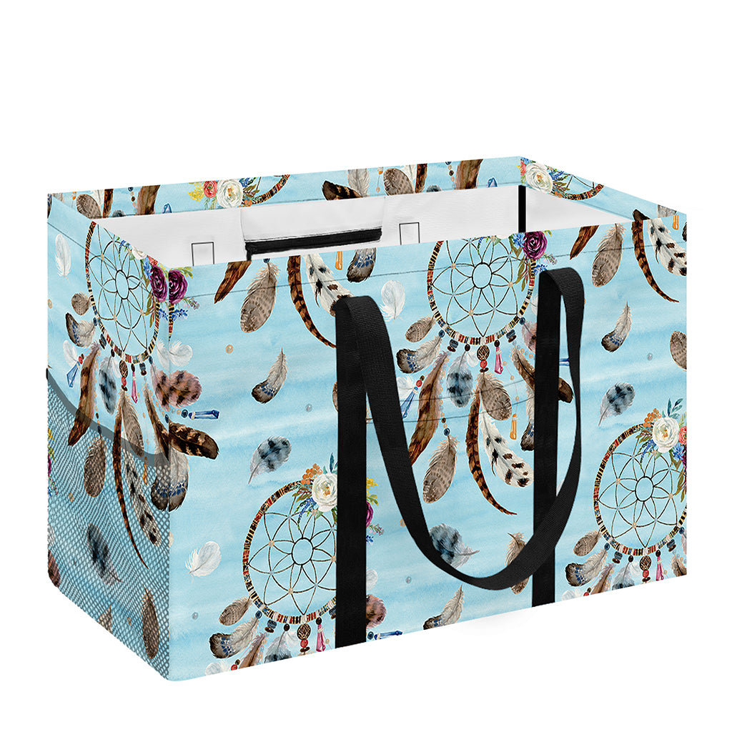 Blue Indian Dream Catcher Pattern Print Utility Tote Bag