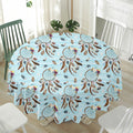 Blue Indian Dream Catcher Pattern Print Waterproof Round Tablecloth