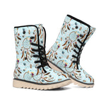 Blue Indian Dream Catcher Pattern Print Winter Boots