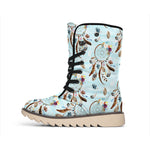 Blue Indian Dream Catcher Pattern Print Winter Boots