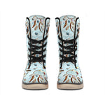 Blue Indian Dream Catcher Pattern Print Winter Boots