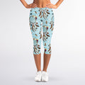 Blue Indian Dream Catcher Pattern Print Women's Capri Leggings