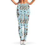 Blue Indian Dream Catcher Pattern Print Women's Leggings