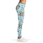 Blue Indian Dream Catcher Pattern Print Women's Leggings