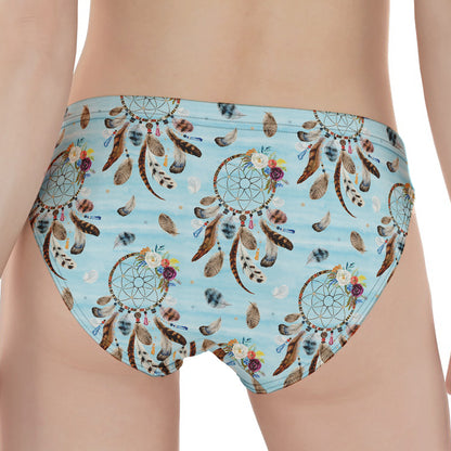 Blue Indian Dream Catcher Pattern Print Women's Panties