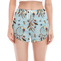 Blue Indian Dream Catcher Pattern Print Women's Split Running Shorts