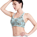 Blue Indian Dream Catcher Pattern Print Women's Sports Bra
