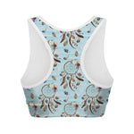 Blue Indian Dream Catcher Pattern Print Women's Sports Bra