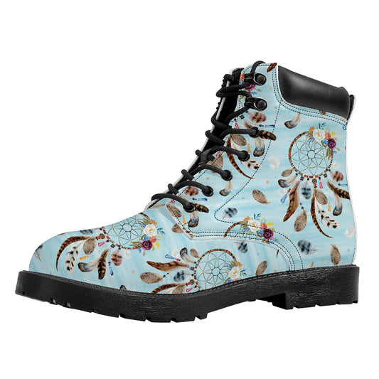 Blue Indian Dream Catcher Pattern Print Work Boots