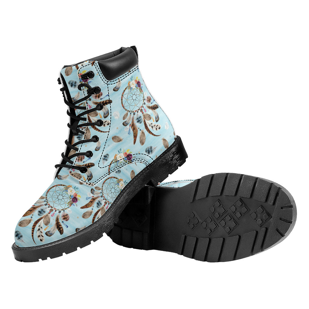 Blue Indian Dream Catcher Pattern Print Work Boots