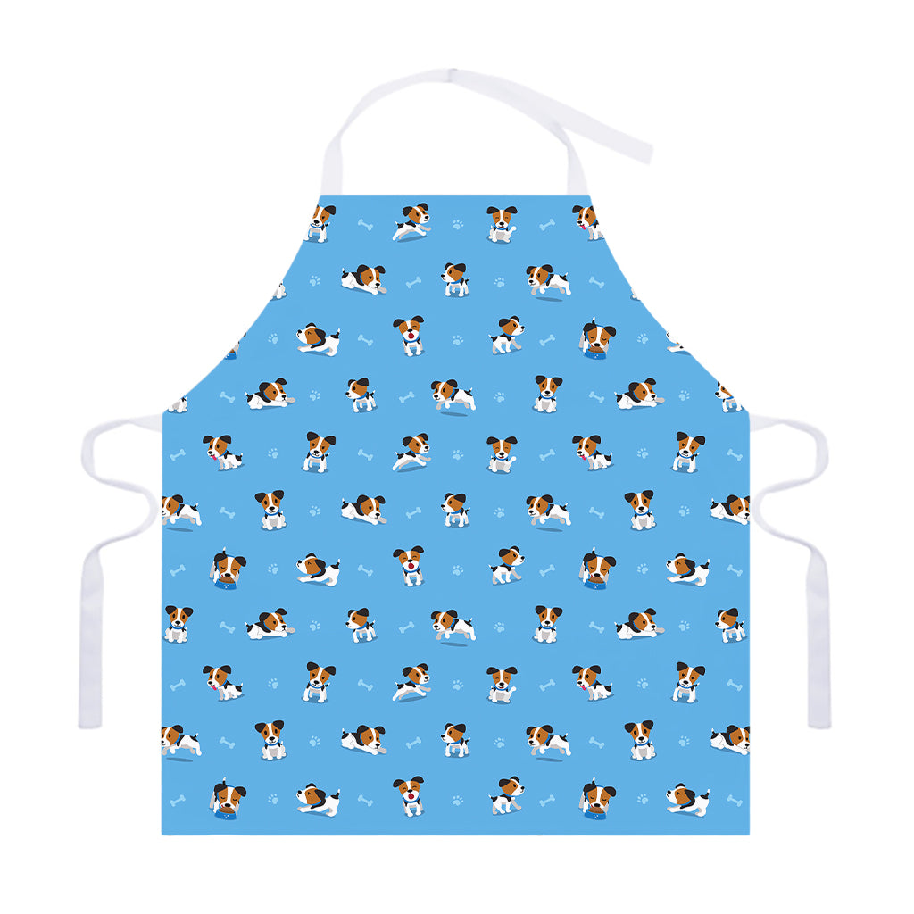 Blue Jack Russell Terrier Pattern Print Adjustable Apron