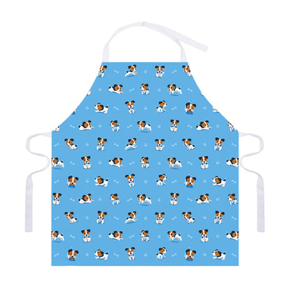Blue Jack Russell Terrier Pattern Print Adjustable Apron