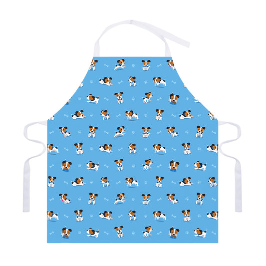 Blue Jack Russell Terrier Pattern Print Adjustable Apron