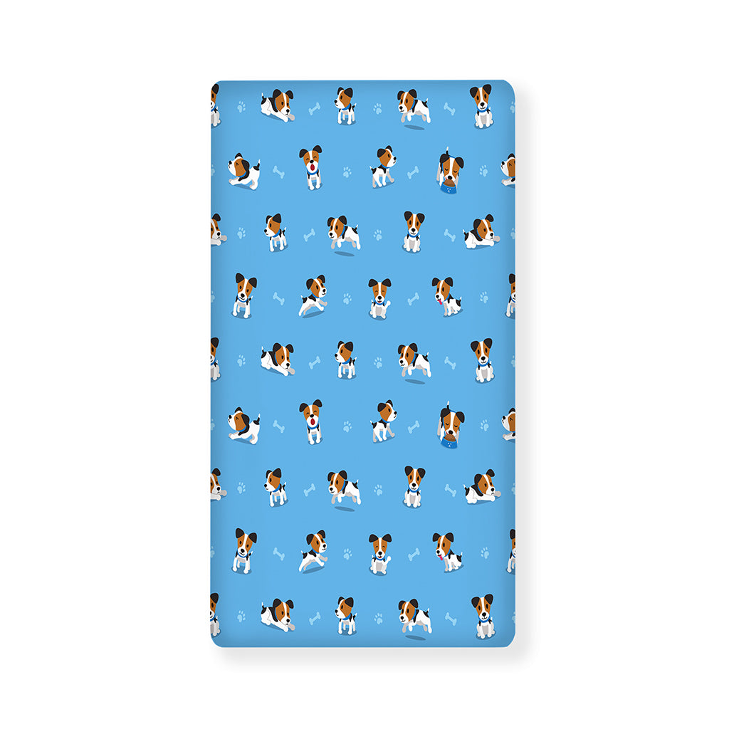 Blue Jack Russell Terrier Pattern Print Baby Crib Sheet