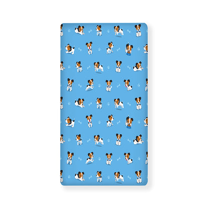 Blue Jack Russell Terrier Pattern Print Baby Crib Sheet