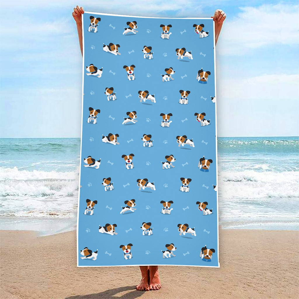 Blue Jack Russell Terrier Pattern Print Beach Towel