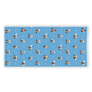 Blue Jack Russell Terrier Pattern Print Beach Towel