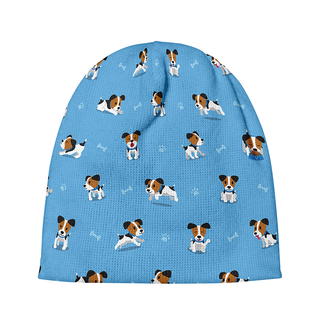 Blue Jack Russell Terrier Pattern Print Beanie