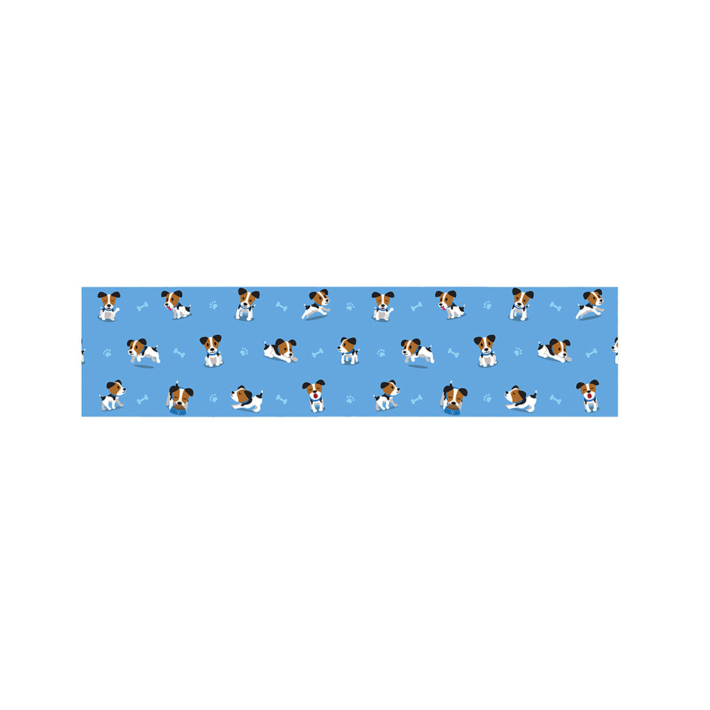 Blue Jack Russell Terrier Pattern Print Bed Runner