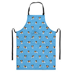 Blue Jack Russell Terrier Pattern Print Bib Apron With Pocket