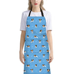 Blue Jack Russell Terrier Pattern Print Bib Apron With Pocket