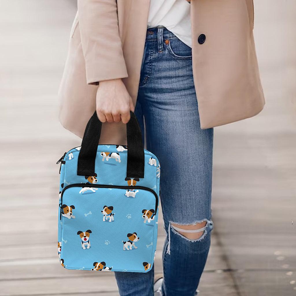 Blue Jack Russell Terrier Pattern Print Bible Tote Bag