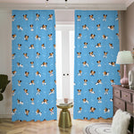 Blue Jack Russell Terrier Pattern Print Blackout Pencil Pleat Curtains